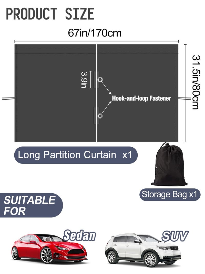 PAMASE Car Divider Curtain - Wide Car Privacy Blackout Shades with Storage Bag for Baby Nap  Removable Sedan SUV Van Sunshade Covers Screen for Car Camping Sleeping Accessories - Image 5